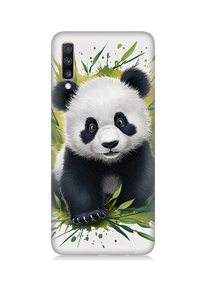 Samsung Galaxy A70 Uyumlu Sevimli Panda Desenli Silikon Kılıf
