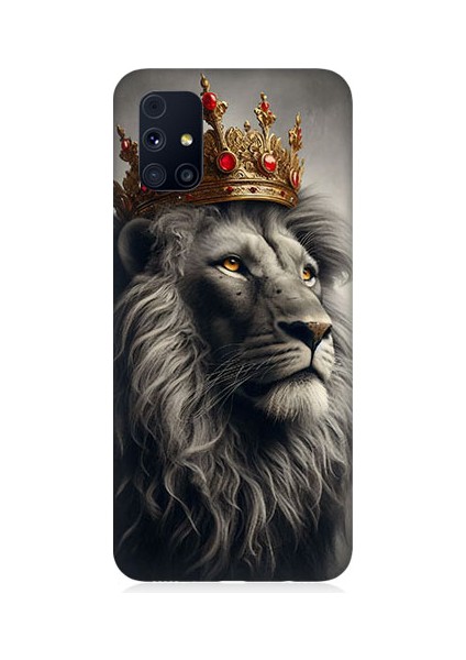 Samsung Galaxy M31S Uyumlu Taçlı Aslan 3 Desenli Silikon Kılıf