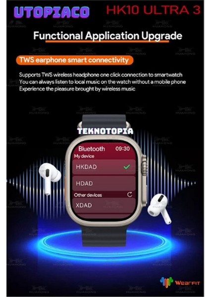 HK10 Ultra 3-A Amoled Ekran Watch 10 Serisi Akıllı Saat Yapay Zeka Bildirim Okuma Çağrı Cevaplama Tüm Modellerle Uyumludur