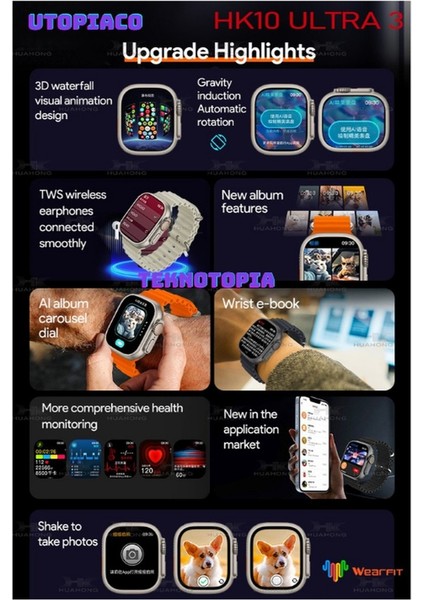 HK10 Ultra 3-A Amoled Ekran Watch 10 Serisi Akıllı Saat Yapay Zeka Bildirim Okuma Çağrı Cevaplama Tüm Modellerle Uyumludur