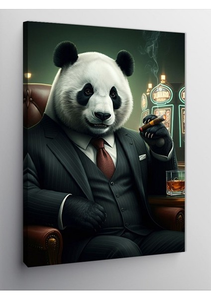 Kanvas Tablo Takım Elbiseli Panda