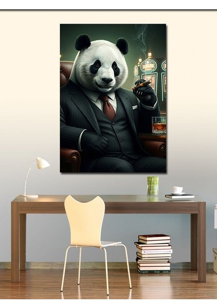 Kanvas Tablo Takım Elbiseli Panda fiyatları
