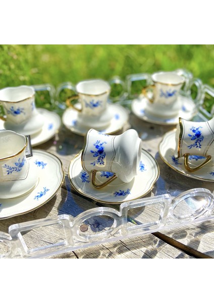 Acar Jasmine Zarif Çiçekli Model Türk Kahvesi Fincan Seti