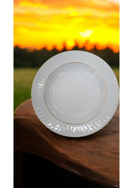 Evmutfak Güral Porselen Sedef Model 6 Adet 22 cm Çukur Yemek Tabağı