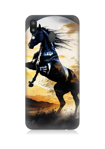 Samsung Galaxy M20 Uyumlu Şaha Kalkmış At Desenli Silikon Kılıf