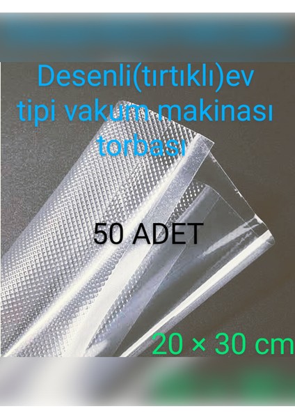 Desenli Tırtıklı Ev Tipi Vakum Makinası Torbası 20 x 30 cm 50 Adet