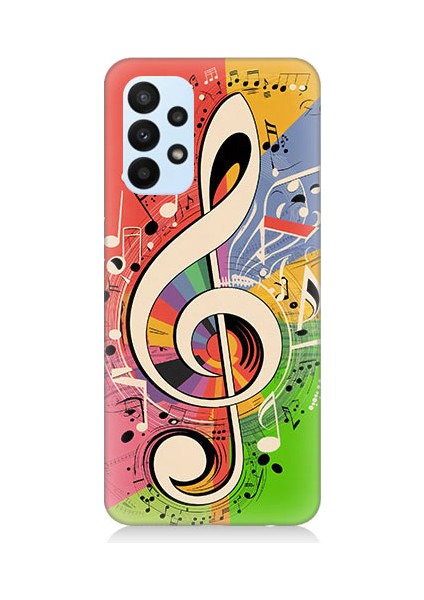 Samsung Galaxy A23 Uyumlu Renkli Nota Desenli Silikon Kılıf