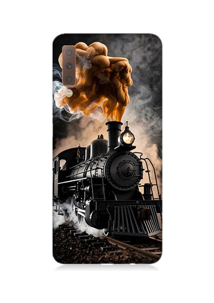 Samsung Galaxy A7 2018 Uyumlu Kara Tren Desenli Silikon Kılıf
