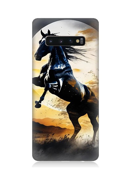 Samsung Galaxy S10 Plus Uyumlu Şaha Kalkmış At Desenli Silikon Kılıf