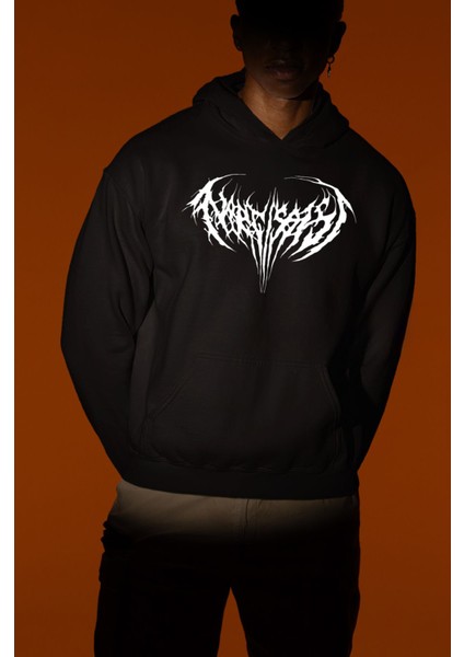 Yazılı Kalın Pamuklu Oversize Siyah Sweatshirt