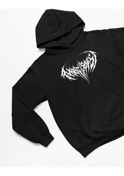 Yazılı Kalın Pamuklu Oversize Siyah Sweatshirt