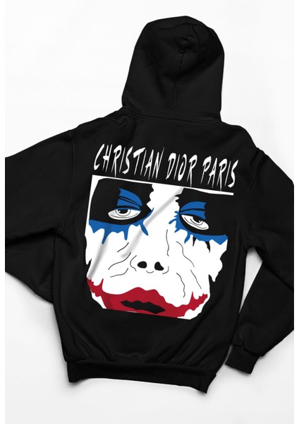 Paris Joker Baskılı Kalın Pamuklu Oversize Siyah Sweatshirt fiyatları