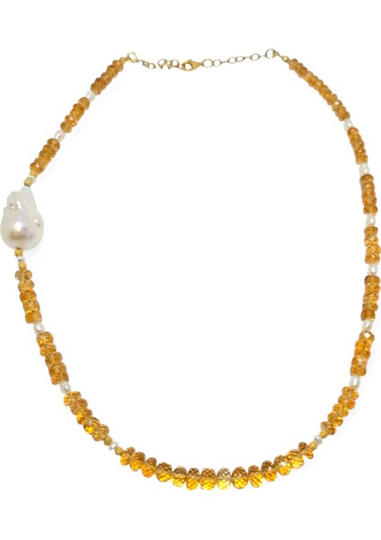 Mücevher Kesim Sitrin - Barok Inci Özel Tasarım %100 Doğal Taş Kolye fiyatları