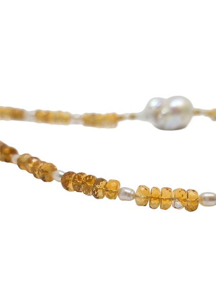 Mücevher Kesim Sitrin - Barok Inci Özel Tasarım %100 Doğal Taş Kolye fırsatları