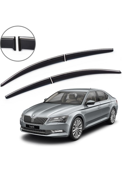 Skoda Super B Krom Çıtalı Cam Rüzgarlığı 2015-2019