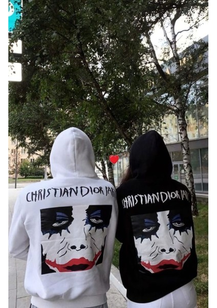 Paris Joker Baskılı Kalın Pamuklu Oversize Siyah Sweatshirt