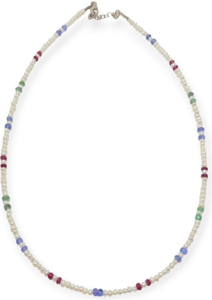 Kum Inci -Mücevher Kesim Yakut-Zümrüt-Tanzanit Özel Tasarım %100 Doğal Taş Kolye fiyatları