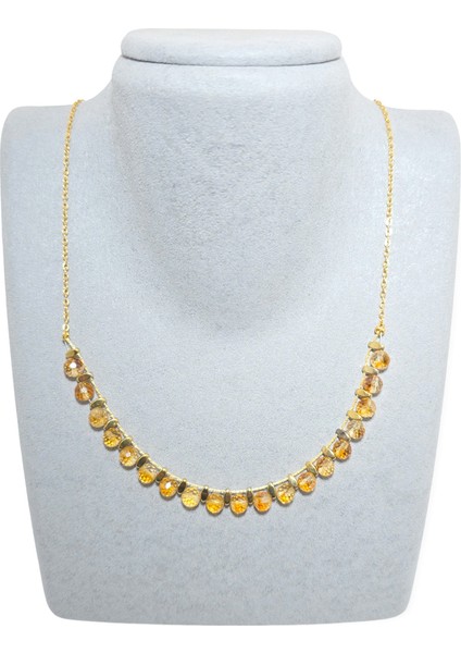 Faset Kesim Sitrin Özel Tasarım %100 Doğal Taş Kolye