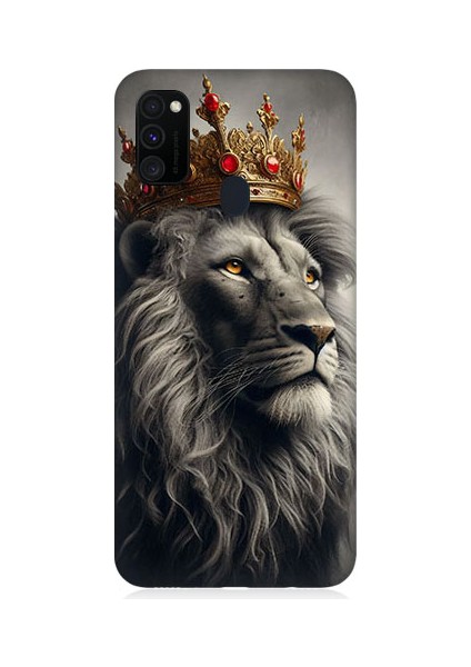 Samsung Galaxy M30S Uyumlu Taçlı Aslan 3 Desenli Silikon Kılıf
