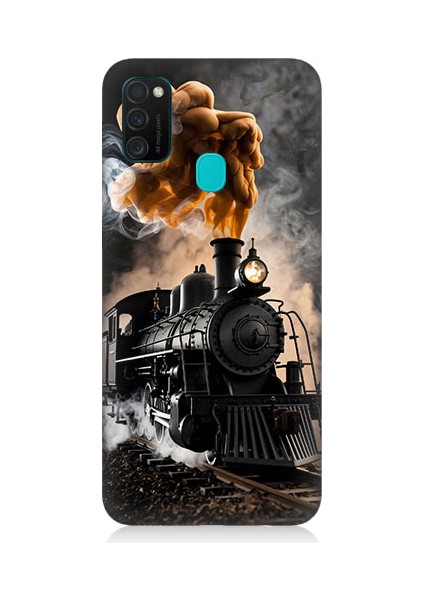 Samsung Galaxy M21 Uyumlu Kara Tren Desenli Silikon Kılıf