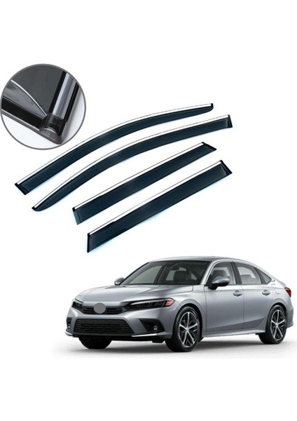 Honda Civic Fe1 Uyumlu Krom Çıtalı Cam Rüzgarlığı 2021-