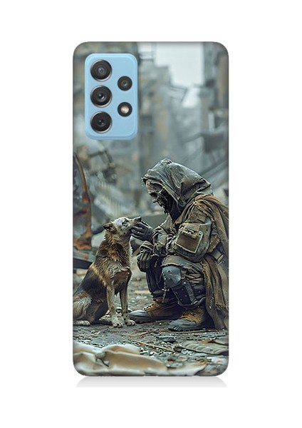 Samsung Galaxy A52 Uyumlu Köpek ve Adam Desenli Silikon Kılıf