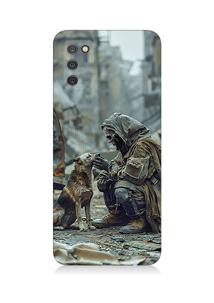Samsung Galaxy A02S Uyumlu Köpek ve Adam Desenli Silikon Kılıf