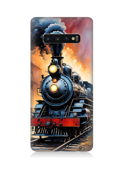 Samsung Galaxy S10 Plus Uyumlu Buharlı Tren Desenli Silikon Kılıf