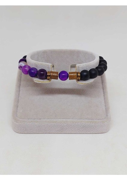 Mor Akik & Oniks Taşı 8mm Tasarım Bileklik Hawaii Model (7777) fiyatları