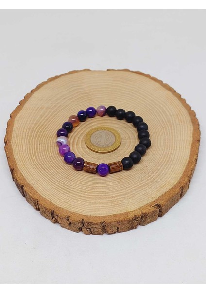 Mor Akik & Oniks Taşı 8mm Tasarım Bileklik Hawaii Model (7777) indirimleri