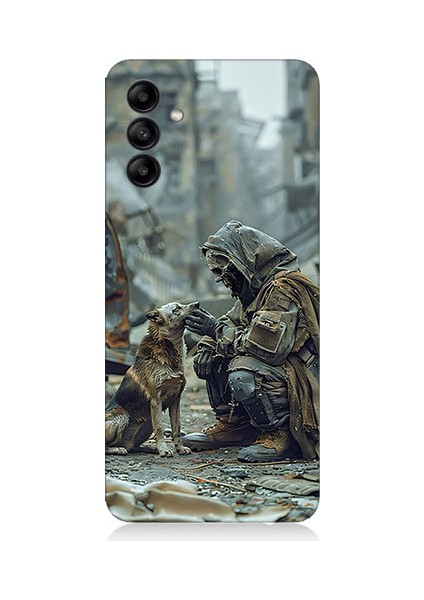 Samsung Galaxy M14 Uyumlu Köpek ve Adam Desenli Silikon Kılıf