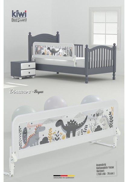 Bed Guard Asansörlü, Renkli Desenli Çocuk Yatak Bariyeri, Yatak Korkuluğu, Bebek Güvenlik Bariyeri 150X60-70 cm