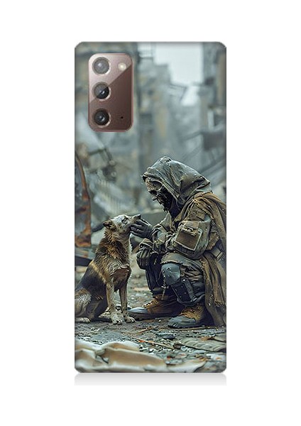 Samsung Galaxy Note 20 Uyumlu Köpek ve Adam Desenli Silikon Kılıf