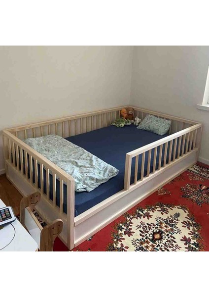 Srkyhome Consept Montessori Bebek ve Çocuk Karyolası Doğal Ahşap Yatak