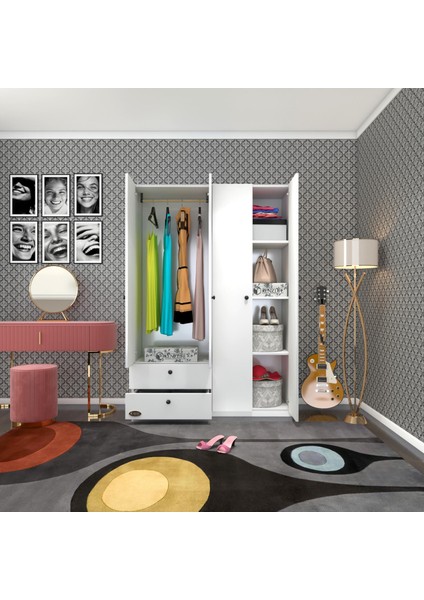 Kenzlife Gardırop 4 Kapılı Kapaklı 2 Çekmeceli Hüsnüyusuf Byz 173*120*42 Gardolap Dolap Ofis