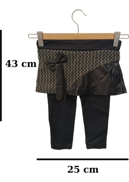 Deri Detaylı Kazayağı Desenli Çocuk Etek Tayt fiyatları