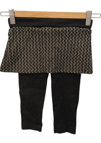 Deri Detaylı Kazayağı Desenli Çocuk Etek Tayt indirimleri