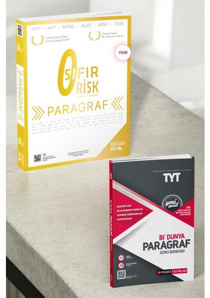 ÜçDörtBeş 2025 Paragraf Sıfır Risk - Pegem Akademi TYT Bi’ Dünya Paragraf Soru Bankası 2'li Set
