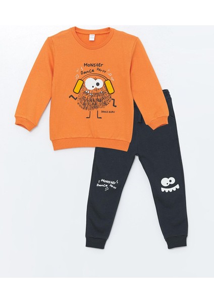 Lcw Kids Bisiklet Yaka Uzun Kollu Erkek Bebek Sweatshirt ve Eşofman Alt 2'li Takım
