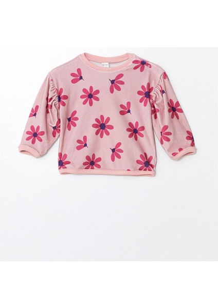 Lcw Baby Baskılı Bisiklet Yaka Uzun Kollu Çiçekli Kız Bebek Sweatshirt ve Tayt 2'li Takım fiyatları
