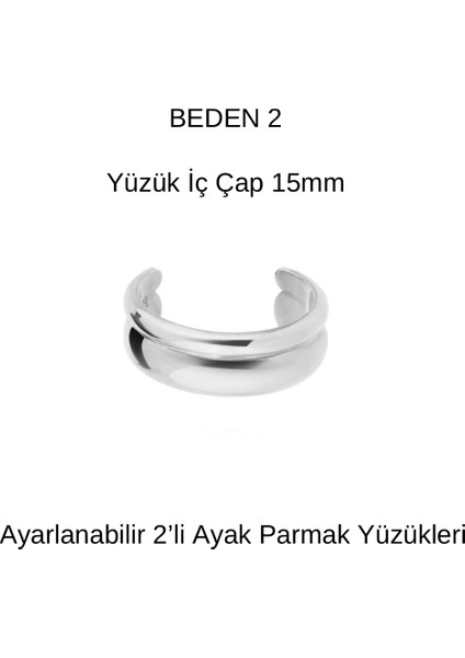 925 Ayar Gümüş, Bitişik Bombe Formlu Ayak Parmak Yüzük