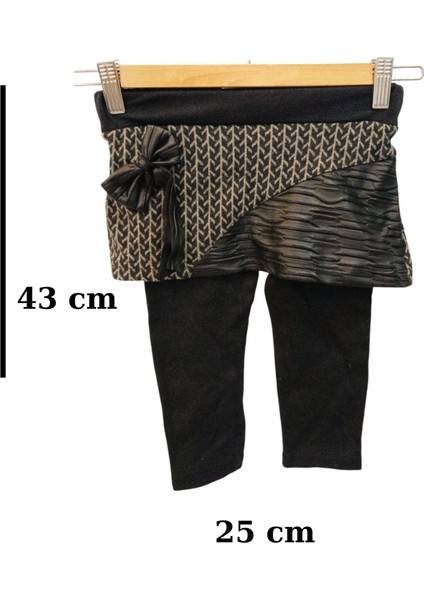 Deri Detaylı Kazayağı Desenli Çocuk Etek Tayt fiyatları