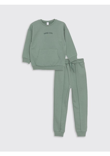 Lcw Kids Bisiklet Yaka Uzun Kollu Basic Erkek Bebek Sweatshirt ve Eşofman Alt 2'li