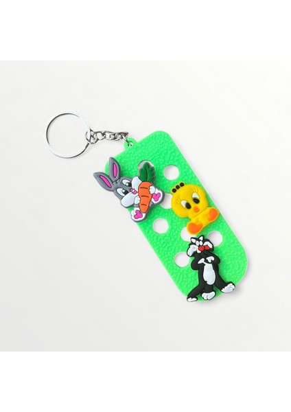 Delikli Jibbitz Anahtarlık Disney Sylvester,tweety,bugs Bunny 3'lü Set