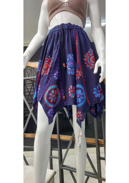 Hint Otantik Batik Işlemeli Kısa Yıldız Etek modelleri