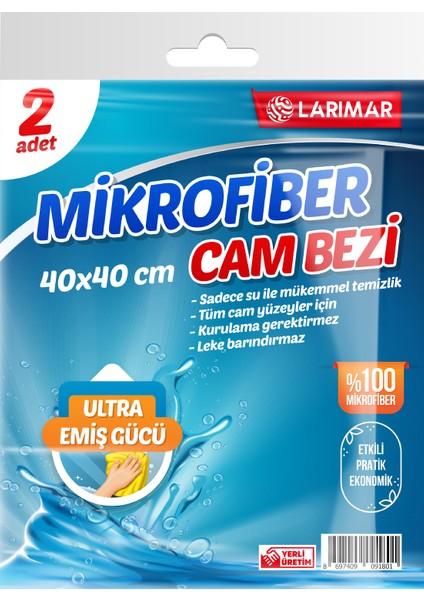 Mikrofiber Kurulama Temizlik ve Cam Bezi 40 x 40 cm 2'li Paket