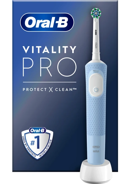 Vitality Pro Mavi Elektrikli Diş Fırçası, 1 Diş Fırçası Başlığı, Braun Tasarımı