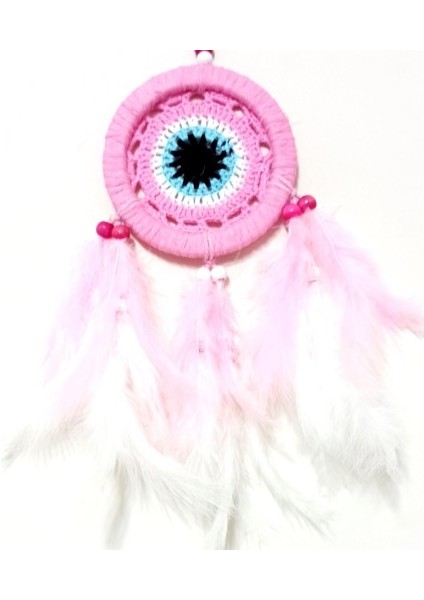 Pembe Dream Catcher Pembe ve Beyaz Kuş Tüylü Düş Kapanı El Yapımı Duvar Süsü