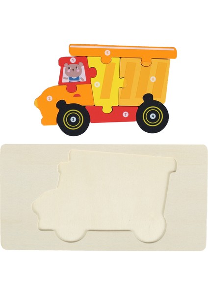Montessori 3D Doğal Ahşap Yapboz(Puzzle)Eğitici Öğretici Bulmaca Kamyon modelleri