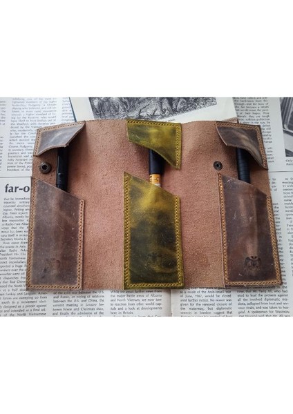 Crazy Gerçek Deri Tamamen El Emeği Özel Kalemleriniz Için Kalemlik Kalemkutu (8*18CM ) U4K2 modelleri